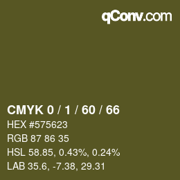カラーコード: CMYK 0 / 1 / 60 / 66 | qconv.com