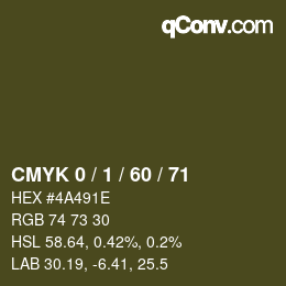 颜色代码: CMYK 0 / 1 / 60 / 71 | qconv.com
