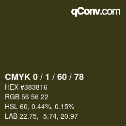 カラーコード: CMYK 0 / 1 / 60 / 78 | qconv.com