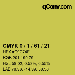 Farbcode: CMYK 0 / 1 / 61 / 21 | qconv.com