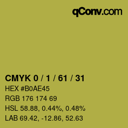 カラーコード: CMYK 0 / 1 / 61 / 31 | qconv.com