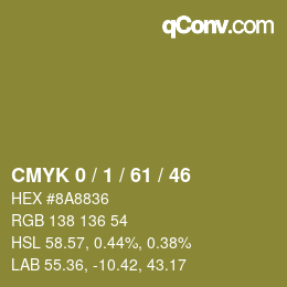 カラーコード: CMYK 0 / 1 / 61 / 46 | qconv.com