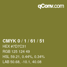 カラーコード: CMYK 0 / 1 / 61 / 51 | qconv.com