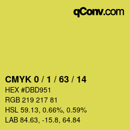 カラーコード: CMYK 0 / 1 / 63 / 14 | qconv.com