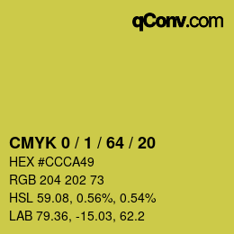 カラーコード: CMYK 0 / 1 / 64 / 20 | qconv.com