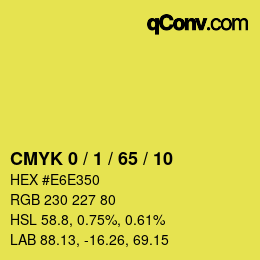 カラーコード: CMYK 0 / 1 / 65 / 10 | qconv.com