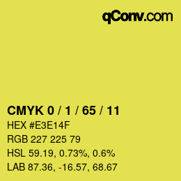 カラーコード: CMYK 0 / 1 / 65 / 11 | qconv.com