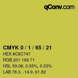 カラーコード: CMYK 0 / 1 / 65 / 21 | qconv.com