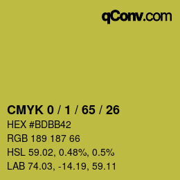 カラーコード: CMYK 0 / 1 / 65 / 26 | qconv.com