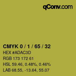 カラーコード: CMYK 0 / 1 / 65 / 32 | qconv.com