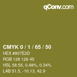 カラーコード: CMYK 0 / 1 / 65 / 50 | qconv.com