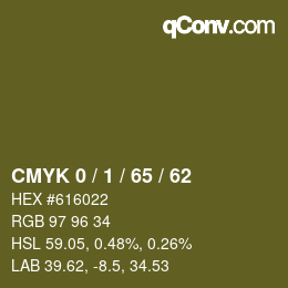 カラーコード: CMYK 0 / 1 / 65 / 62 | qconv.com