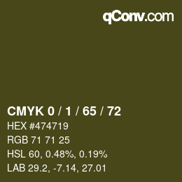 カラーコード: CMYK 0 / 1 / 65 / 72 | qconv.com