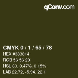 カラーコード: CMYK 0 / 1 / 65 / 78 | qconv.com
