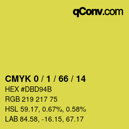 カラーコード: CMYK 0 / 1 / 66 / 14 | qconv.com