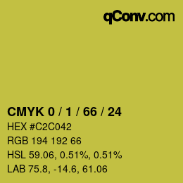 カラーコード: CMYK 0 / 1 / 66 / 24 | qconv.com