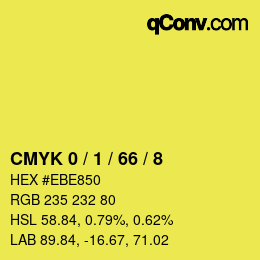 カラーコード: CMYK 0 / 1 / 66 / 8 | qconv.com
