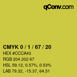 カラーコード: CMYK 0 / 1 / 67 / 20 | qconv.com