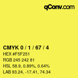 Farbcode: CMYK 0 / 1 / 67 / 4 | qconv.com