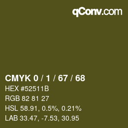 カラーコード: CMYK 0 / 1 / 67 / 68 | qconv.com