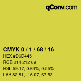 カラーコード: CMYK 0 / 1 / 68 / 16 | qconv.com