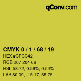 カラーコード: CMYK 0 / 1 / 68 / 19 | qconv.com