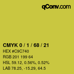 カラーコード: CMYK 0 / 1 / 68 / 21 | qconv.com