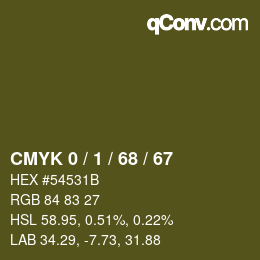 颜色代码: CMYK 0 / 1 / 68 / 67 | qconv.com
