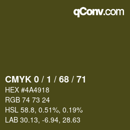 Color code: CMYK 0 / 1 / 68 / 71 | qconv.com