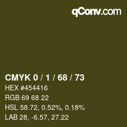 Color code: CMYK 0 / 1 / 68 / 73 | qconv.com