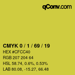 カラーコード: CMYK 0 / 1 / 69 / 19 | qconv.com