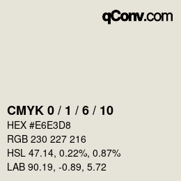 颜色代码: CMYK 0 / 1 / 6 / 10 | qconv.com