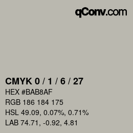 颜色代码: CMYK 0 / 1 / 6 / 27 | qconv.com