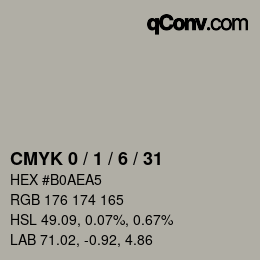 カラーコード: CMYK 0 / 1 / 6 / 31 | qconv.com