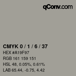 カラーコード: CMYK 0 / 1 / 6 / 37 | qconv.com