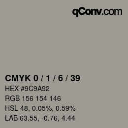 カラーコード: CMYK 0 / 1 / 6 / 39 | qconv.com