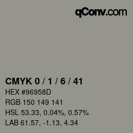 颜色代码: CMYK 0 / 1 / 6 / 41 | qconv.com
