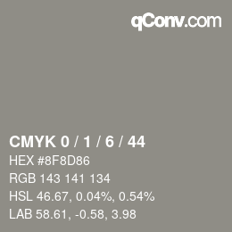 カラーコード: CMYK 0 / 1 / 6 / 44 | qconv.com