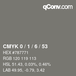 カラーコード: CMYK 0 / 1 / 6 / 53 | qconv.com