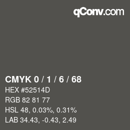 カラーコード: CMYK 0 / 1 / 6 / 68 | qconv.com