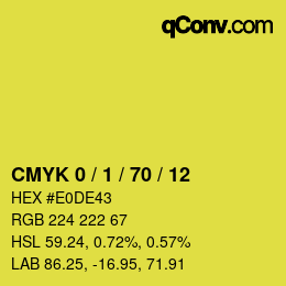 カラーコード: CMYK 0 / 1 / 70 / 12 | qconv.com
