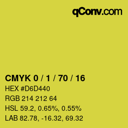カラーコード: CMYK 0 / 1 / 70 / 16 | qconv.com