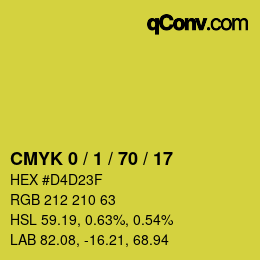 カラーコード: CMYK 0 / 1 / 70 / 17 | qconv.com
