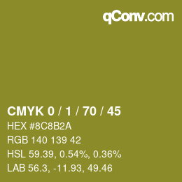 Farbcode: CMYK 0 / 1 / 70 / 45 | qconv.com