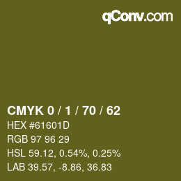 カラーコード: CMYK 0 / 1 / 70 / 62 | qconv.com