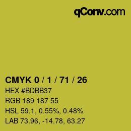 カラーコード: CMYK 0 / 1 / 71 / 26 | qconv.com