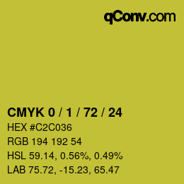 カラーコード: CMYK 0 / 1 / 72 / 24 | qconv.com