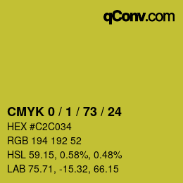 カラーコード: CMYK 0 / 1 / 73 / 24 | qconv.com
