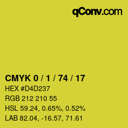 カラーコード: CMYK 0 / 1 / 74 / 17 | qconv.com