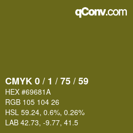 カラーコード: CMYK 0 / 1 / 75 / 59 | qconv.com